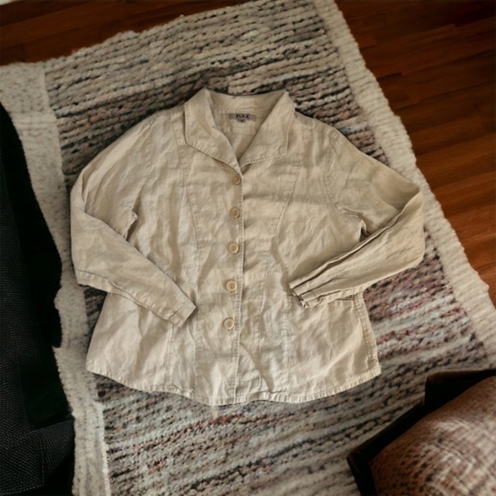 FLAX Lightweight Travel Button Down Linen Jacket
